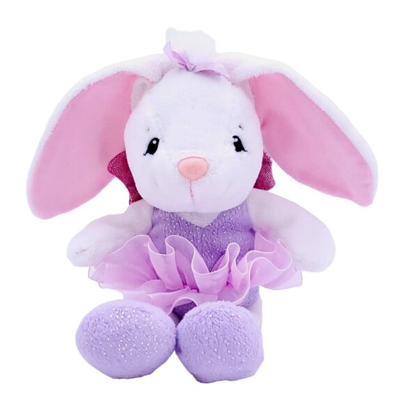 1994 The Petting Zoo White Rabbit Ballerina Beanbag Plush Purple‎ Tutu - Picture 1 of 10